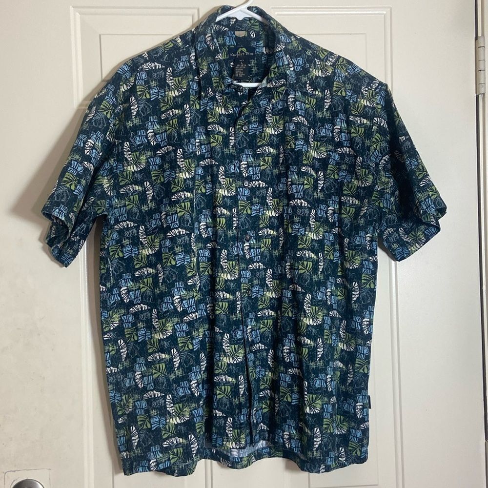 New port Blue Hawaiian Men’s Shirt Size L 16-16 1/2